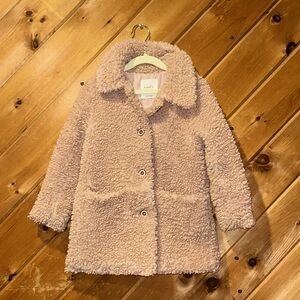 Elodie kids blush pink Sherpa fleece peacoat jacket 4T
